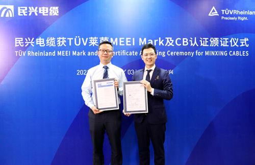 拉斯维加斯9888电缆获颁德国莱茵TUV权威认证证书
